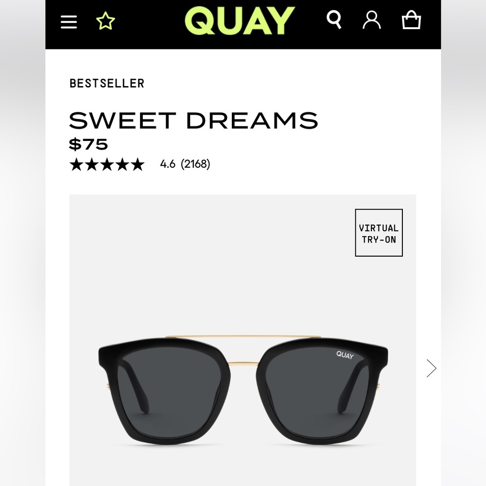 Quay. Sweet Dreams -black frame sunglasses.